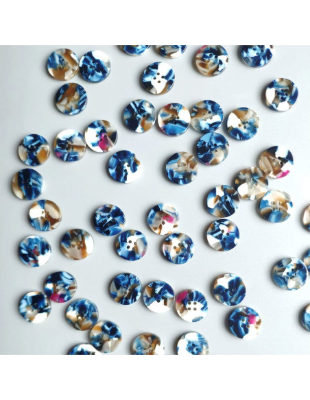Paquet de 15 boutons en biorésine 15 mm 4 trous - Roswell