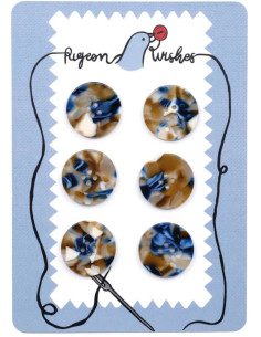 Carte de 6 boutons en biorésine 25 mm 4 trous - Roswell