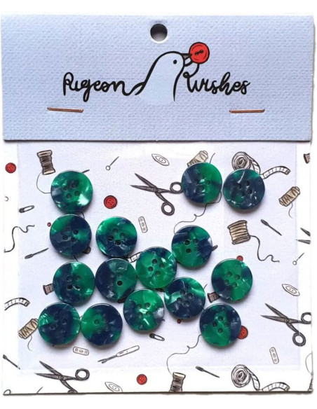 Paquet de 15 boutons en biorésine 15 mm 4 trous - Wicked