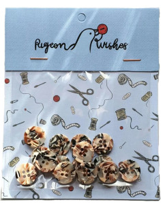 Paquet de 15 boutons en biorésine 15 mm 4 trous - Granite