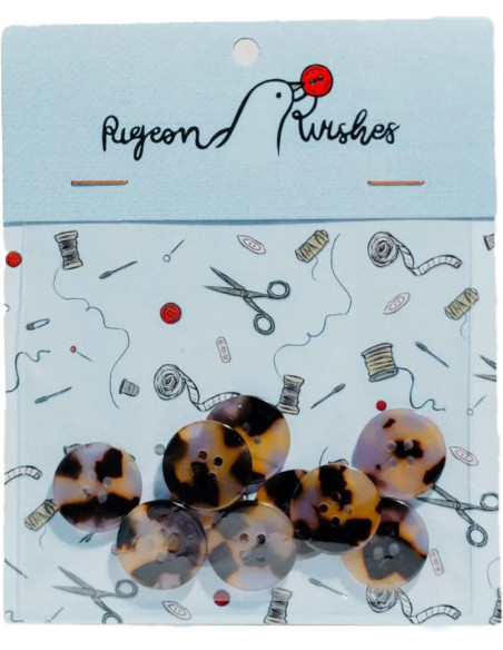 Paquet de 10 boutons en biorésine 20 mm 4 trous - Beguiled