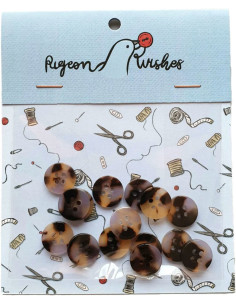 Paquet de 15 boutons en biorésine 15 mm 4 trous - Beguiled