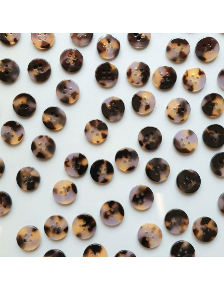 Paquet de 15 boutons en biorésine 15 mm 4 trous - Beguiled