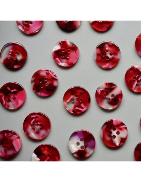 Paquet de 15 boutons en biorésine 15 mm 4 trous - Cherry Bomb