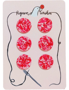 Carte de 6 boutons en biorésine 25 mm 4 trous - Barbiecore
