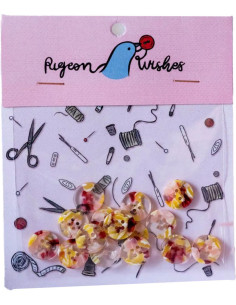 Paquet de 15 boutons en biorésine 15 mm 4 trous - Whimsical