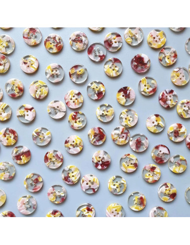 Paquet de 15 boutons en biorésine 15 mm 4 trous - Whimsical
