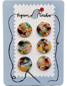 Carte de 6 boutons en biorésine 25 mm 4 trous - Painterly