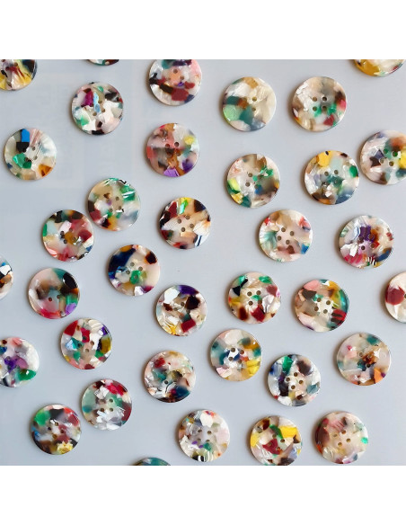 Carte de 6 boutons en biorésine 25 mm 4 trous - Painterly