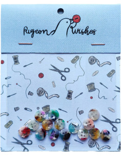 Paquet de 15 boutons en biorésine 10 mm 4 trous - Painterly