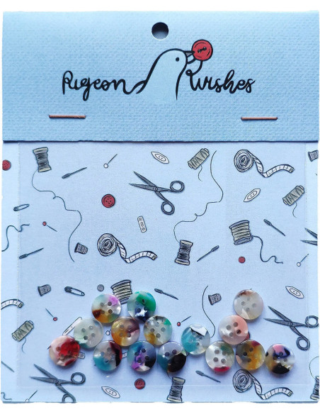 Paquet de 15 boutons en biorésine 10 mm 4 trous - Painterly