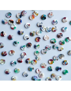 Paquet de 15 boutons en biorésine 10 mm 4 trous - Painterly 2
