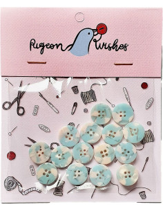 Paquet de 15 boutons en biorésine 15 mm 4 trous - Bliss