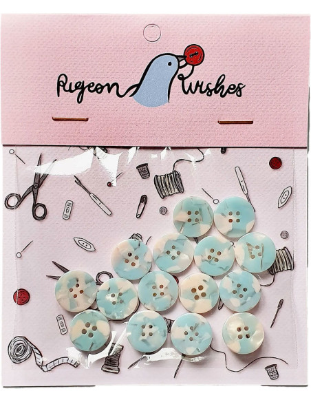 Paquet de 15 boutons en biorésine 15 mm 4 trous - Bliss