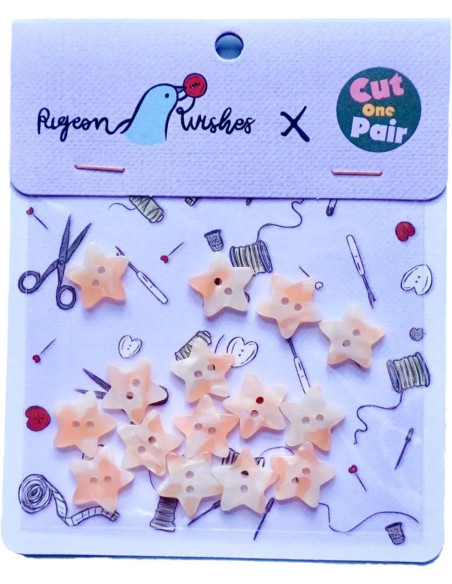 Paquet de 15 boutons en biorésine 17 mm 2 trous - Stardust