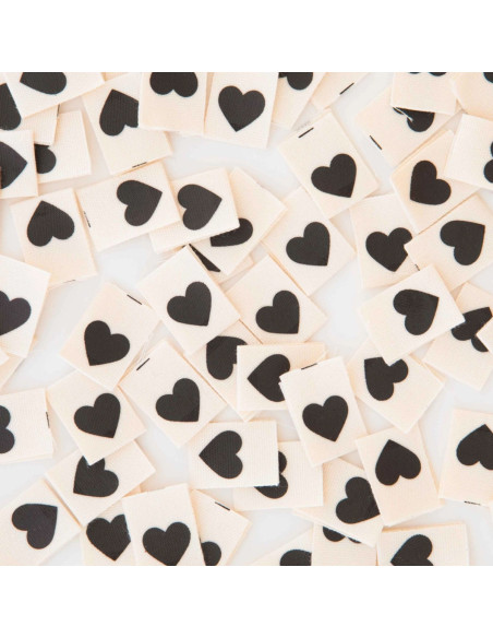 Lot de 8 étiquettes tissées - Black heart