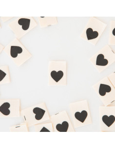 Lot de 8 étiquettes tissées - Black heart 2