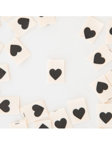 Lot de 8 étiquettes tissées - Black heart