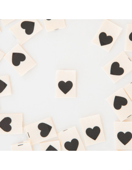 Lot de 8 étiquettes tissées - Black heart