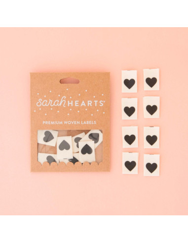 Lot de 8 étiquettes tissées - Black heart