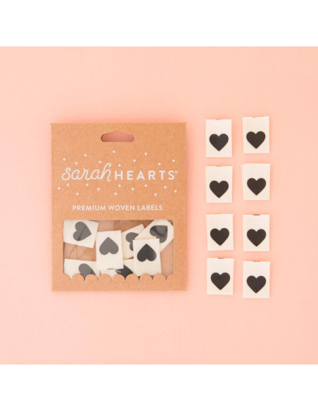 Lot de 8 étiquettes tissées - Black heart