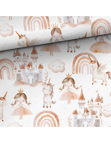 Tissu coton premium - Princesse et licorne