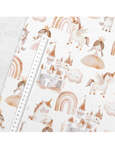 Tissu coton premium - Princesse et licorne