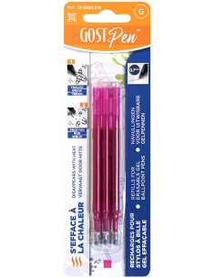 Set de 3 recharges pour stylos à bille effaçables à la chaleur - Fuchsia