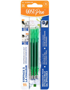 Set de 3 recharges pour stylos à bille effaçables à la chaleur - Vert