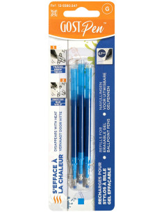 Set de 3 recharges pour stylos à bille effaçables à la chaleur - Turquoise