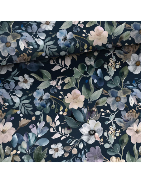 Tissu coton premium - Sous-bois fleuri
