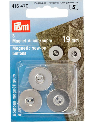 Lot 3 boutons magnétiques à coudre - Argent