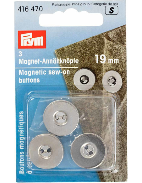Lot 3 boutons magnétiques à coudre - Argent