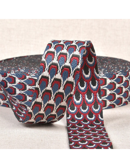 Sangle motif paon - Bleu canard