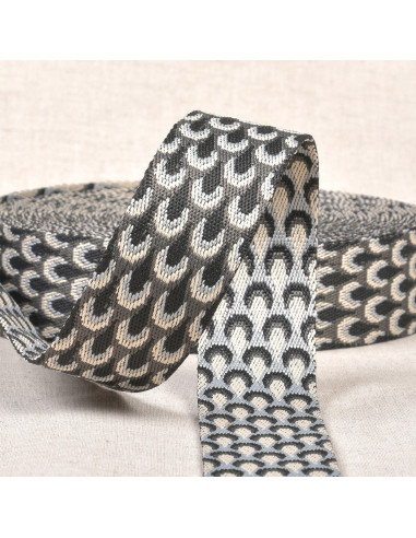 Sangle motif paon - Gris noir