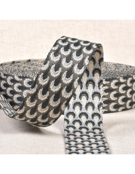 Sangle motif paon - Gris noir