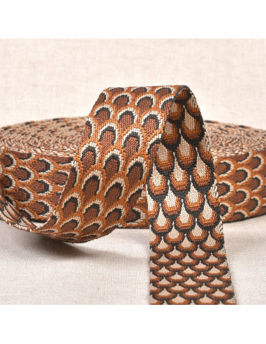 Sangle motif paon - Rouille