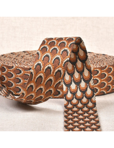 Sangle motif paon - Rouille