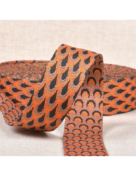 Sangle motif paon - Orange