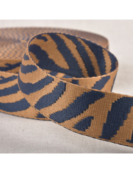 Sangle animaux - Zèbre beige foncé et bleu marine
