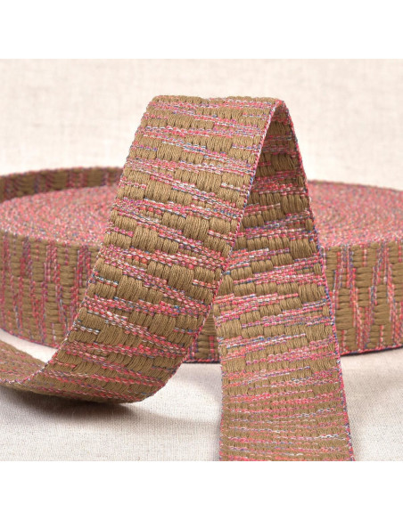 Sangle ethnique - Fantaisie beige et rose