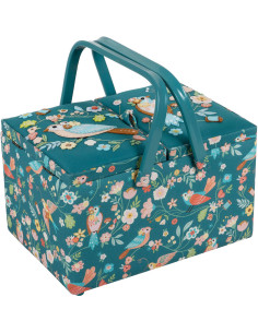 Boite à couture double couvercle - Oiseaux