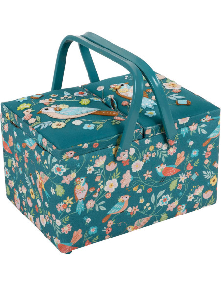 Boite à couture double couvercle - Oiseaux