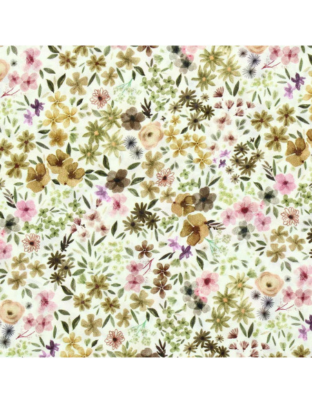 Tissu viscose fantaisie - Romane naturel et lilas