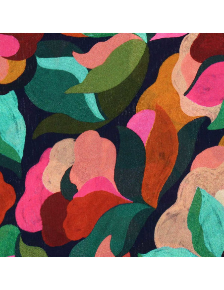 Tissu viscose fantaisie - Abigael noir et multicolore
