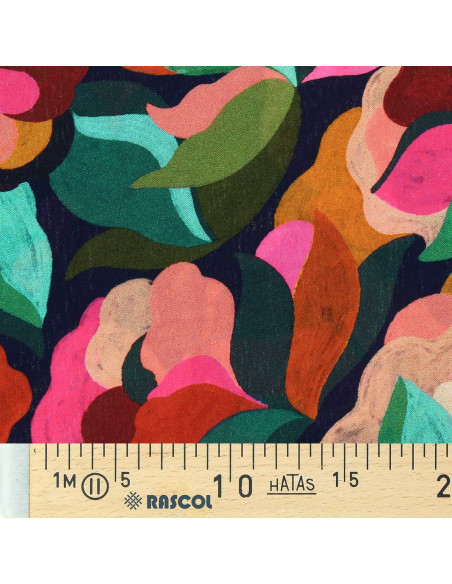 Tissu viscose fantaisie - Abigael noir et multicolore