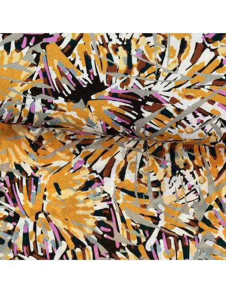 Tissu viscose fantaisie - Fizia jaune et taupe