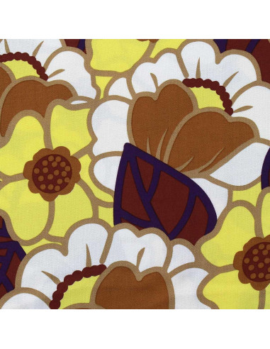 Tissu viscose fantaisie - Clemone écru et jaune