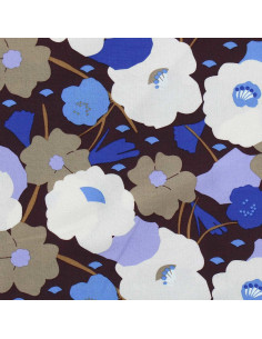 Tissu viscose fantaisie - Georgina cacao et bleu 2