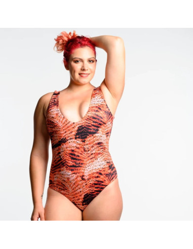 Tissu lycra maillot de bain - Zébre ocra